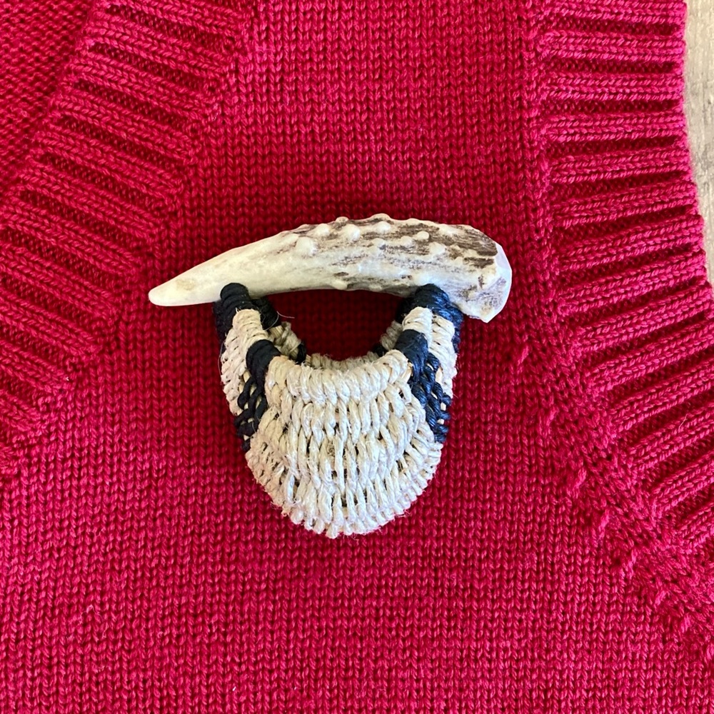 Deer Antler Basket Pin Rustic Jewelry Handmade USA - Picture 4 of 7